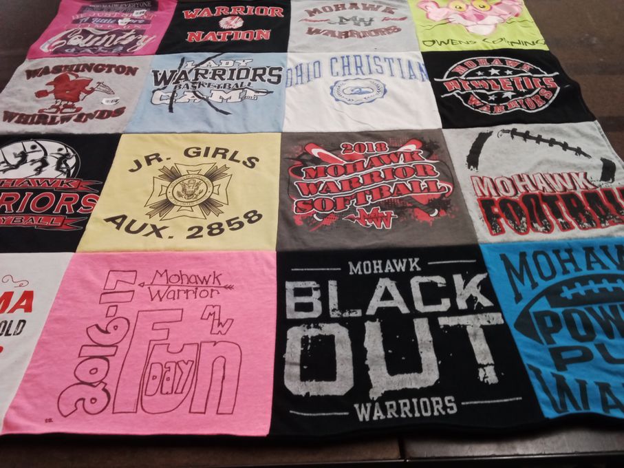 T-shirt quilt featuring mohawk warriors by Sandy from OH