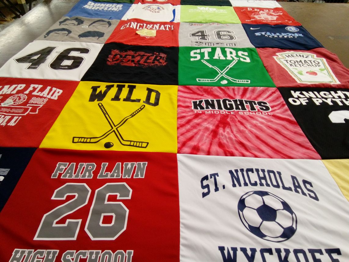 T-shirt quilt from fair lawn high school, st. nicholas academy by Kathy from NJ