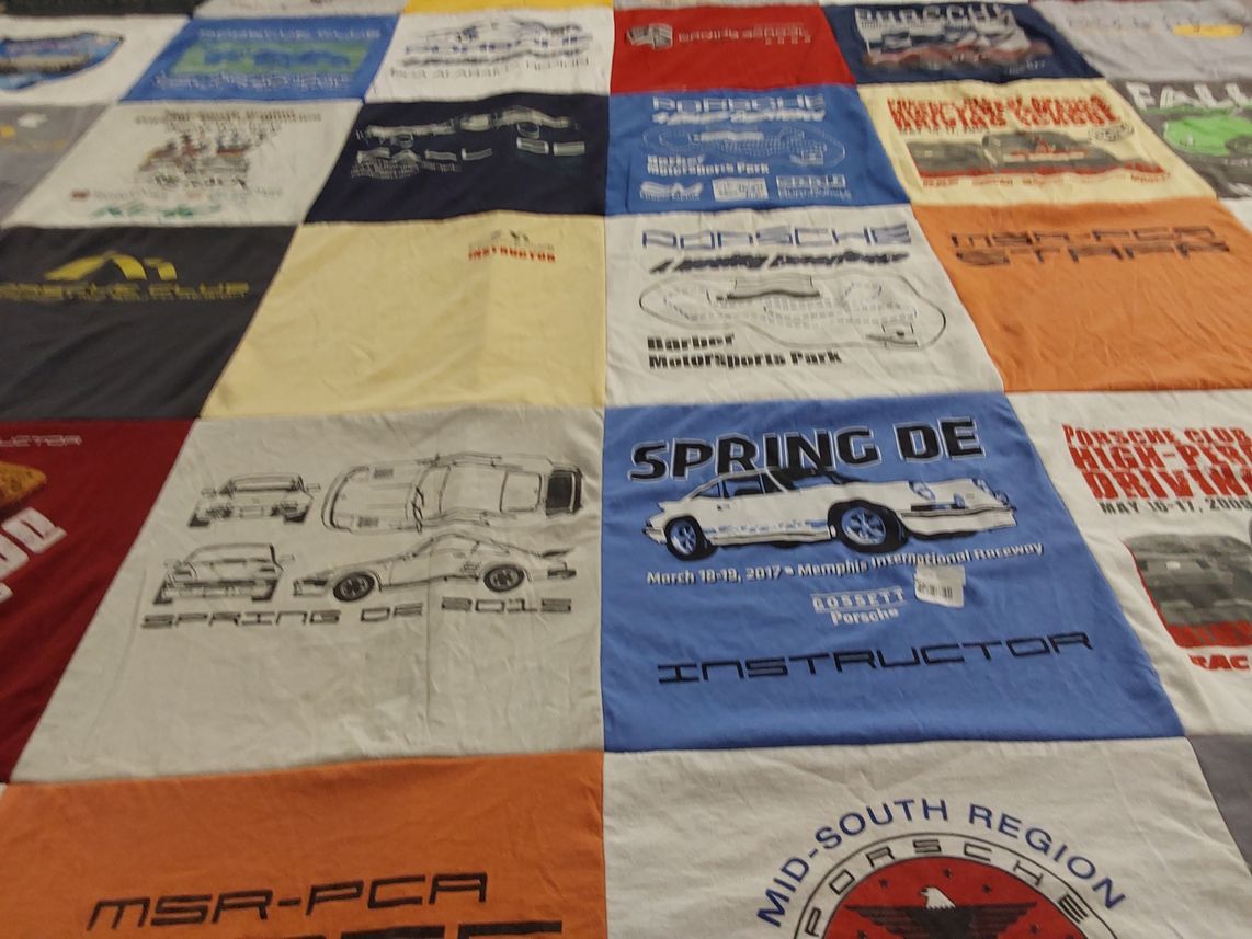 T-shirt quilt with motorsports, cars themes by Laura from TN
