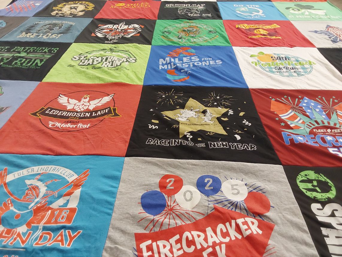 T-shirt quilt with running, festivals themes by James from OK