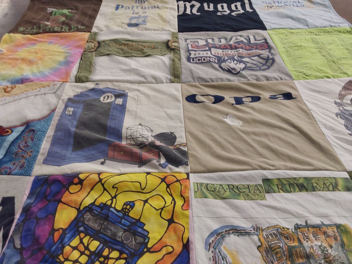 T-shirt quilt from university of connecticut by Deborah from CT