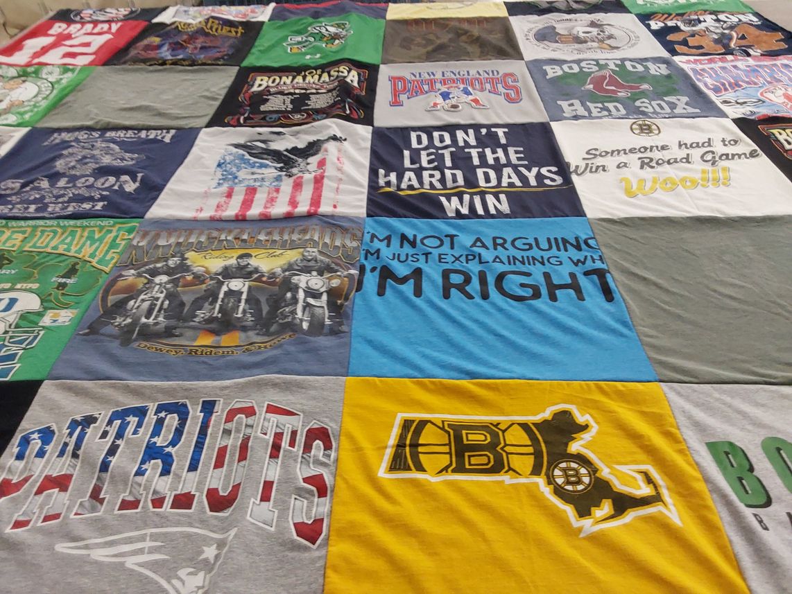 T-shirt quilt featuring new england patriots, boston red sox by James from MA