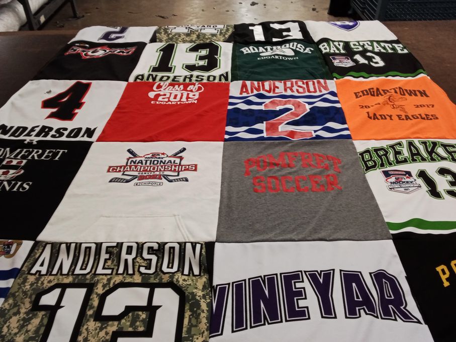 T-shirt quilt from pomfret school, edgartown high school by Paige from MA