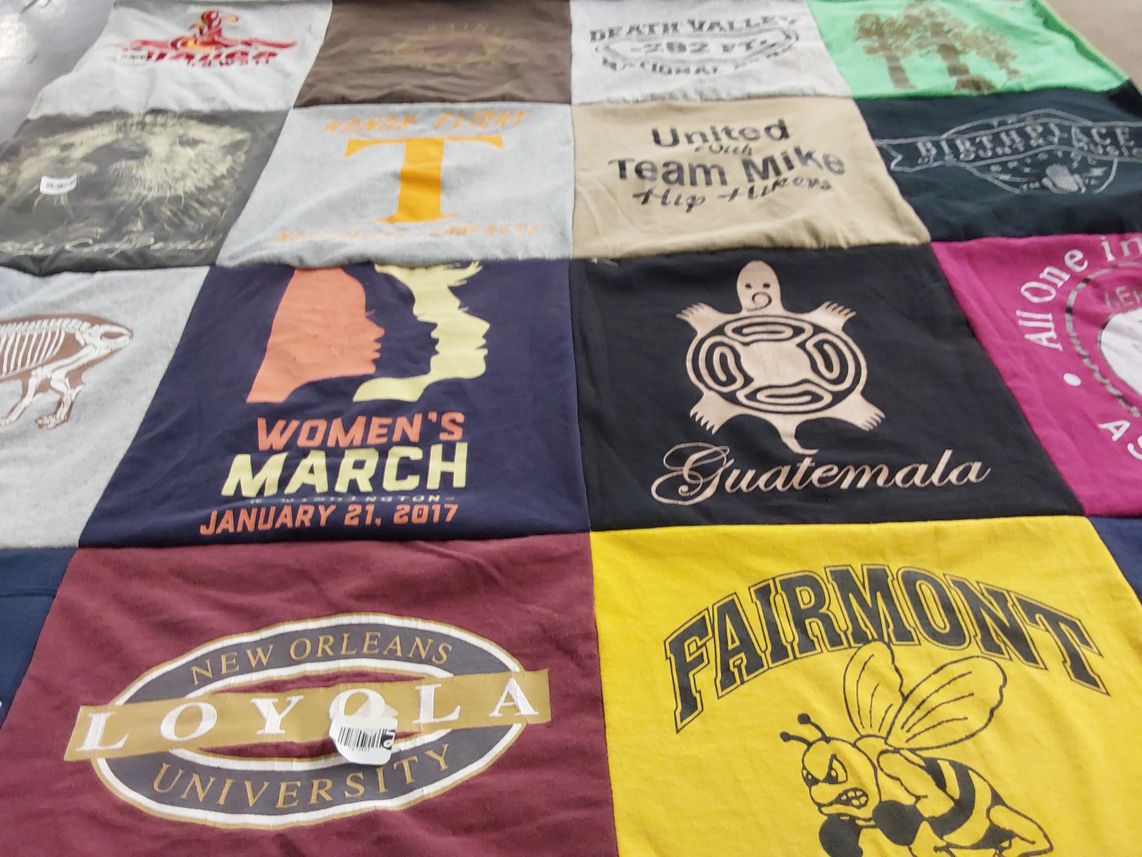 T-shirt quilt from loyola university new orleans, fairmont college by Karen from TN