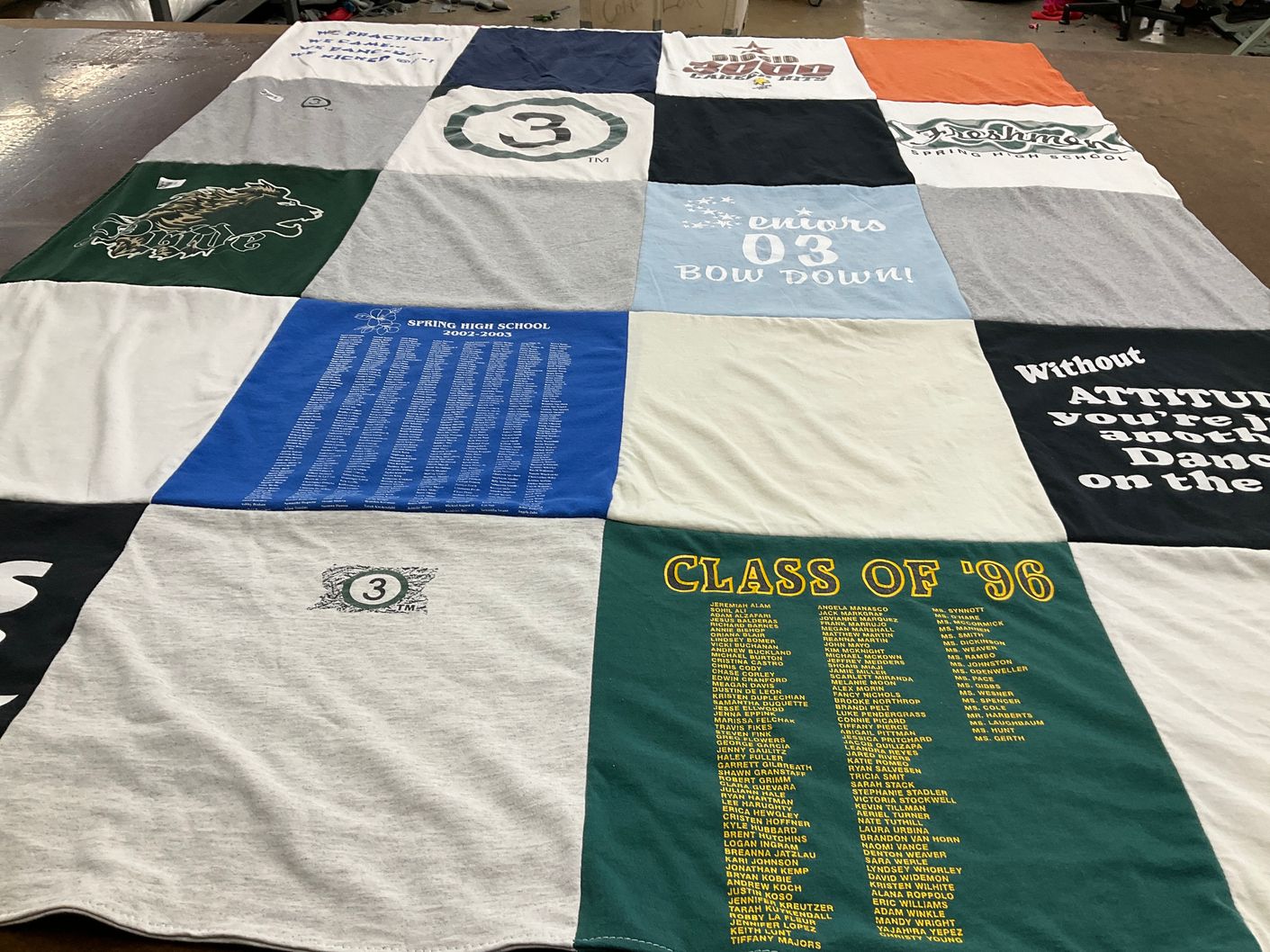 T-shirt quilt from spring high school by Karl from TX