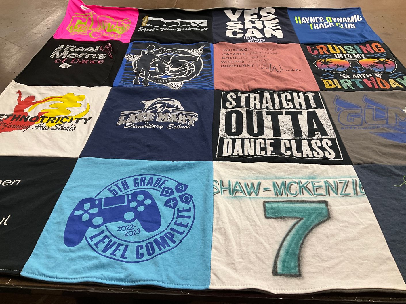 T-shirt quilt from lake mary elementary school by Chrissyl from FL