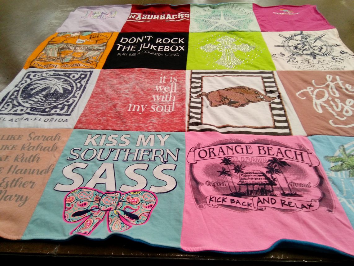 T-shirt quilt featuring razorbacks by Cherie from FL