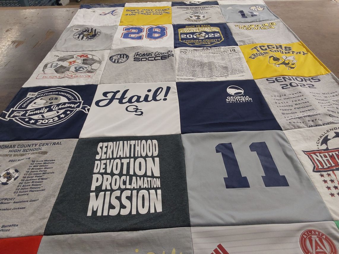 T-shirt quilt featuring thomas county central cross country, thomas county central soccer by Brandi from GA