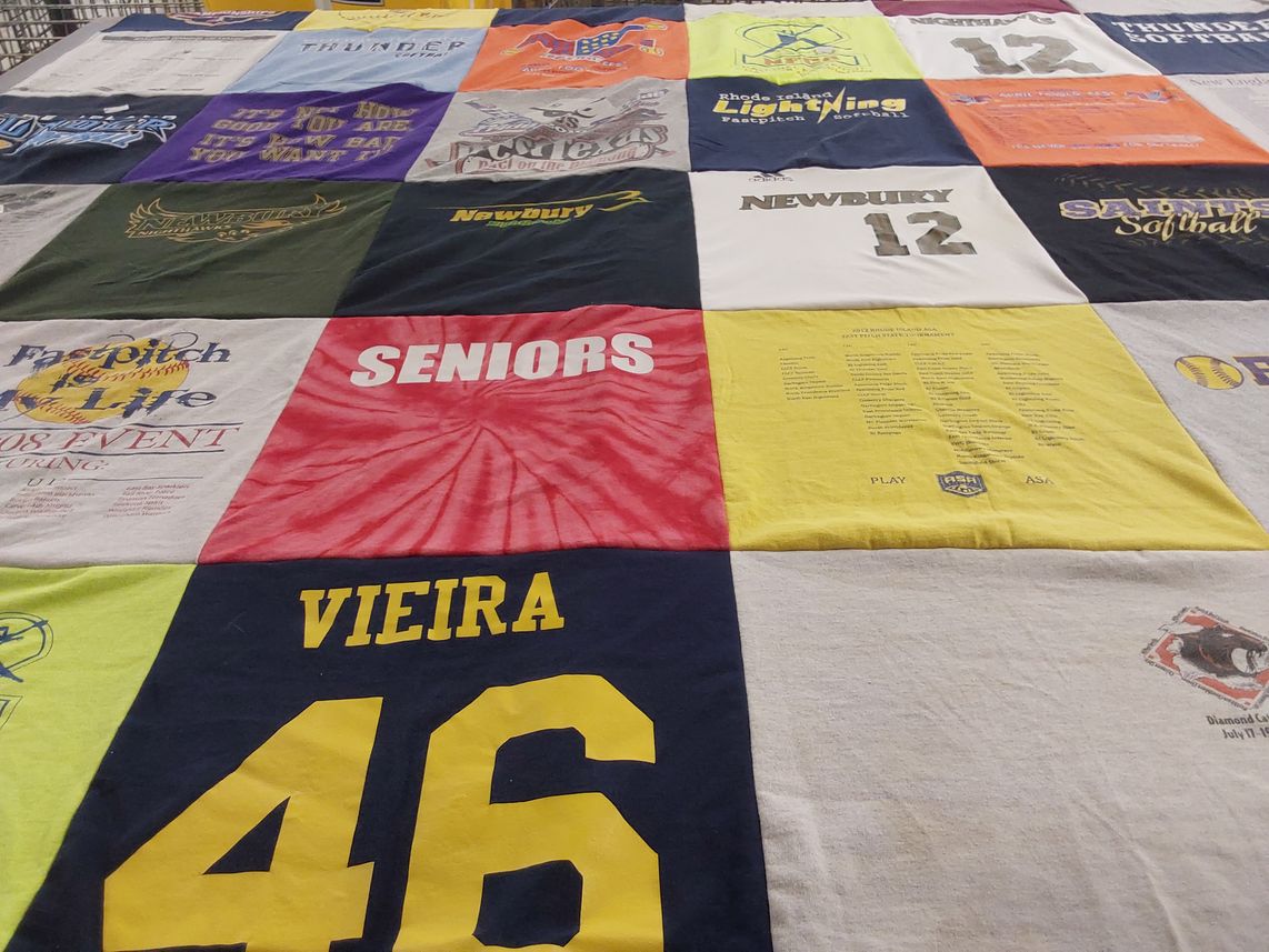 T-shirt quilt featuring newbury softball team by Sherry from RI