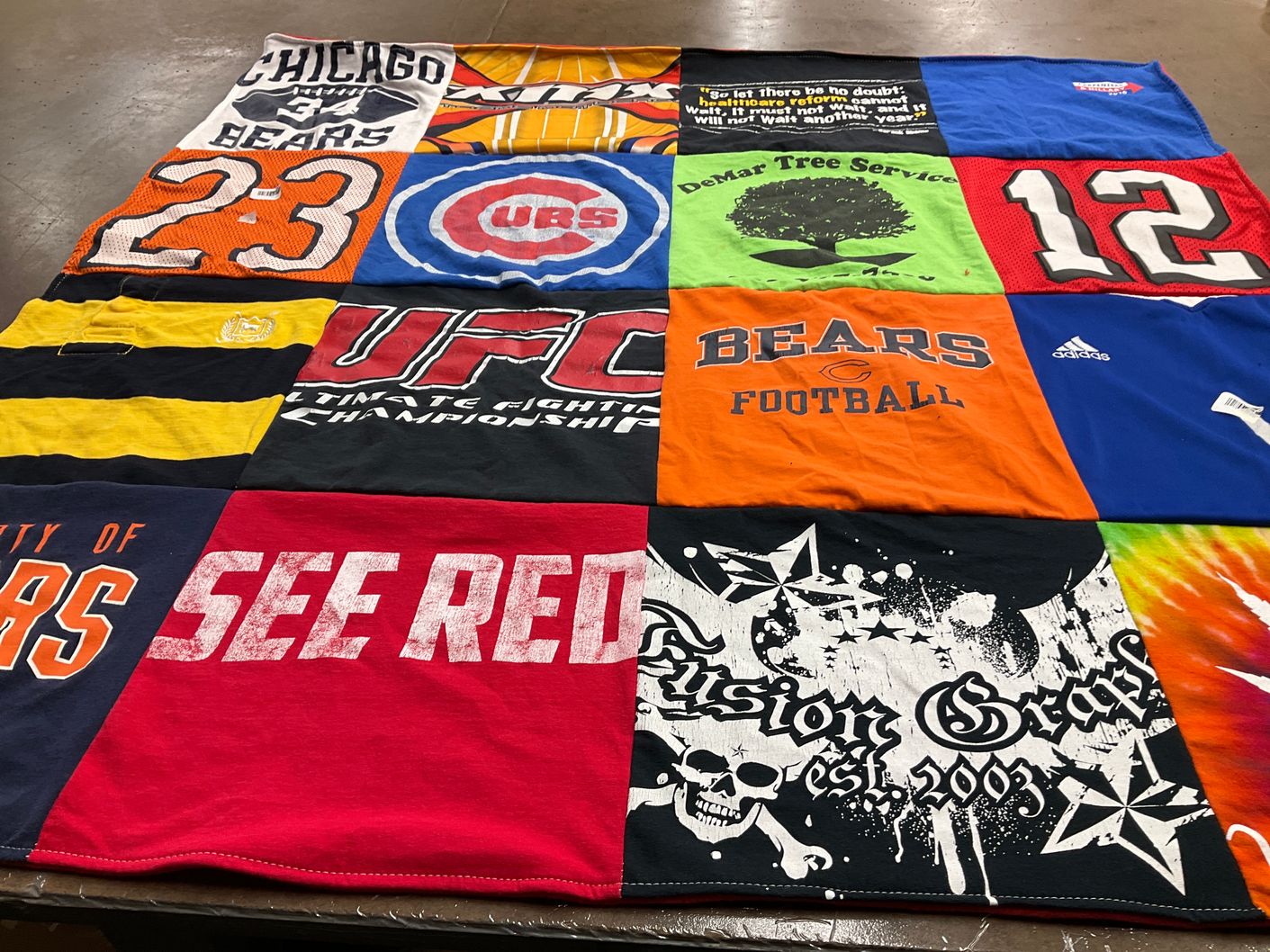T-shirt quilt featuring chicago bears by Catherine from WA