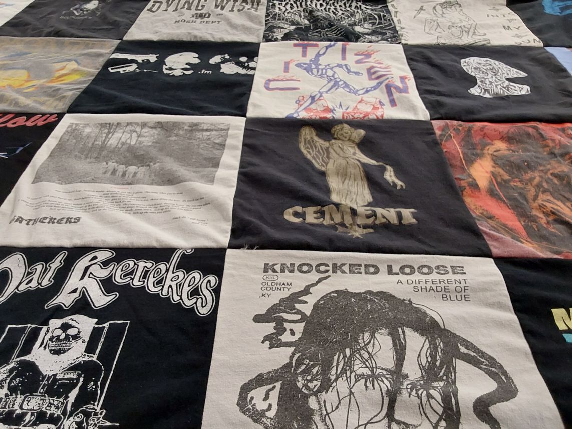 T-shirt quilt with music, bands themes by Mj from OH