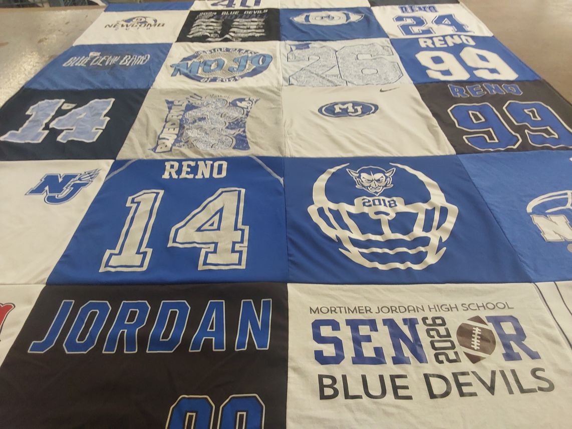 T-shirt quilt featuring mortimer jordan high school blue devils by Crystal from AL