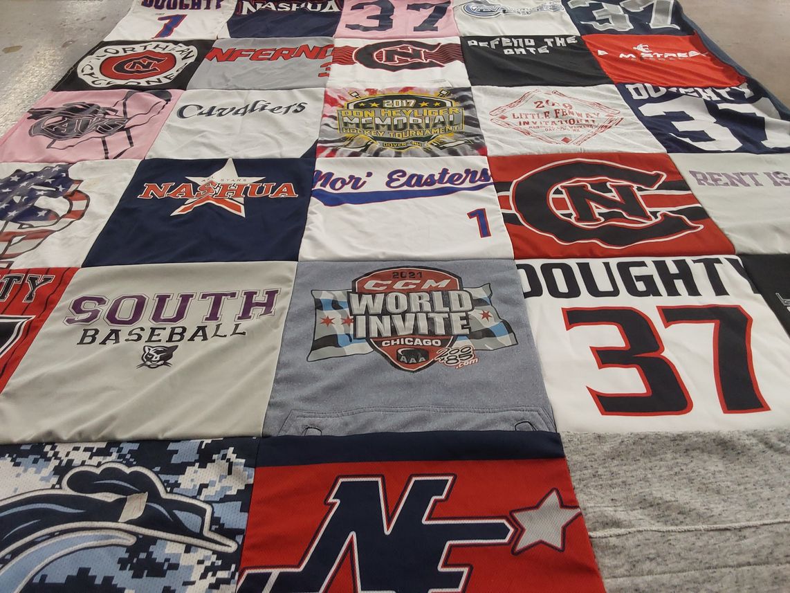 T-shirt quilt featuring cavaliers, northern cyclones by Amy from NH