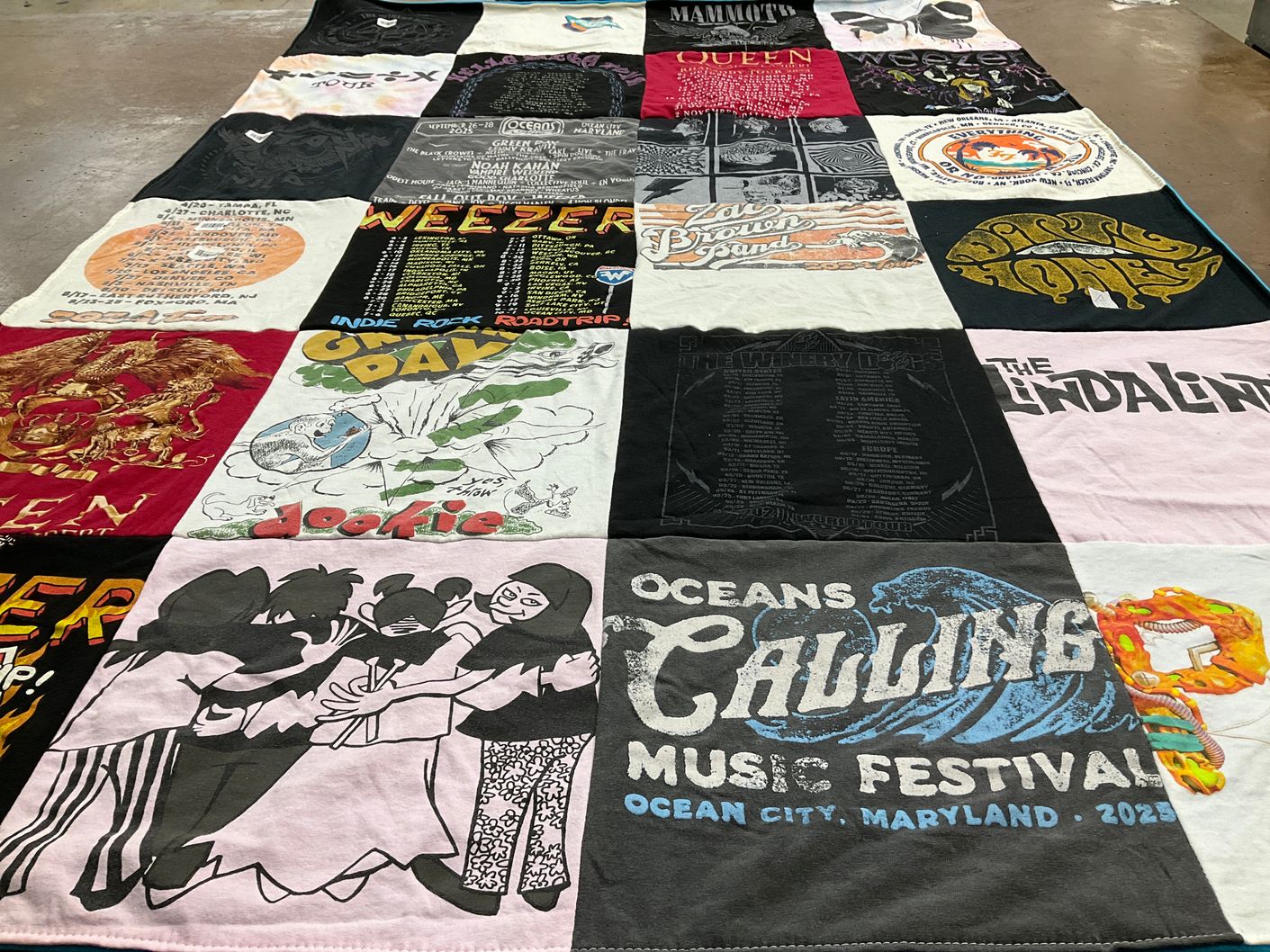 T-shirt quilt with music, festivals themes by Magdalen from WV