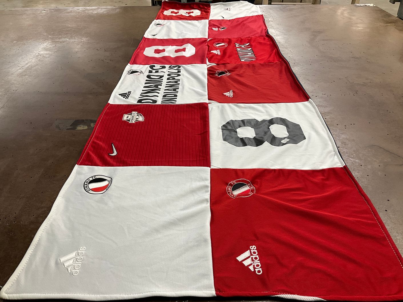 T-shirt quilt with soccer, sports themes by Lucinda from IN