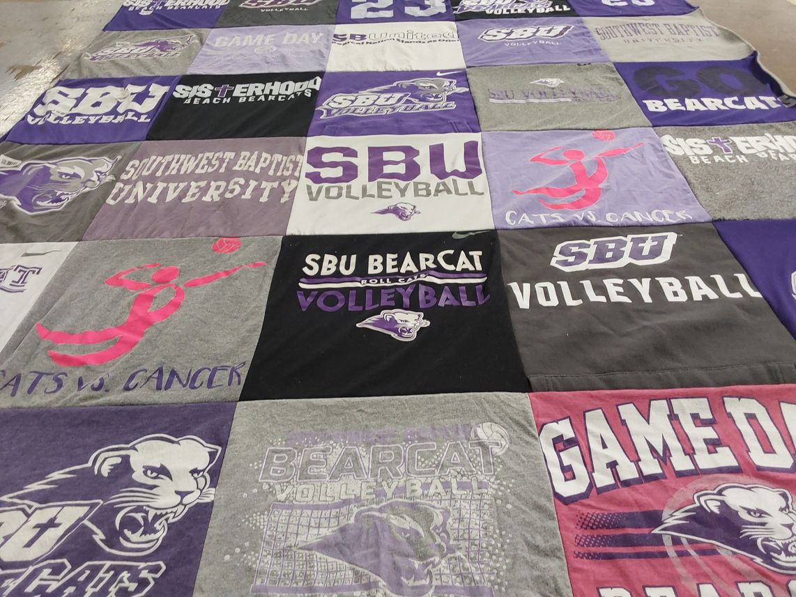 T-shirt quilt featuring sbu volleyball by Kara from MO