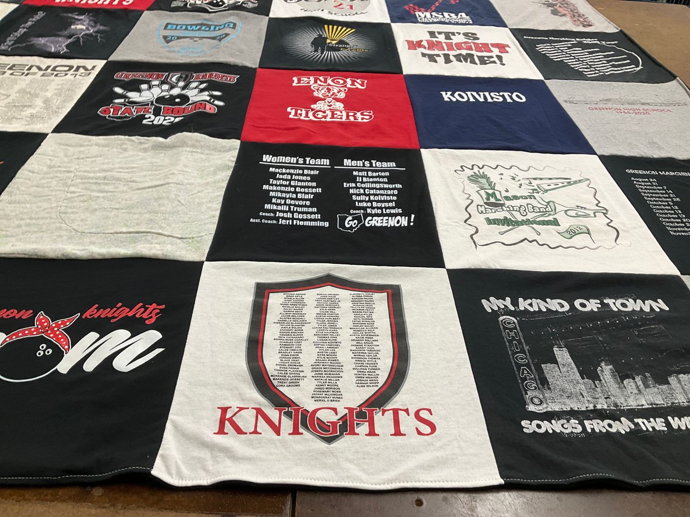 T-shirt quilt featuring greenon knights by JULIE from OH