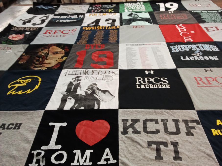 T-shirt quilt featuring roland park country school lacrosse, roland park country school volleyball by Emily from MD