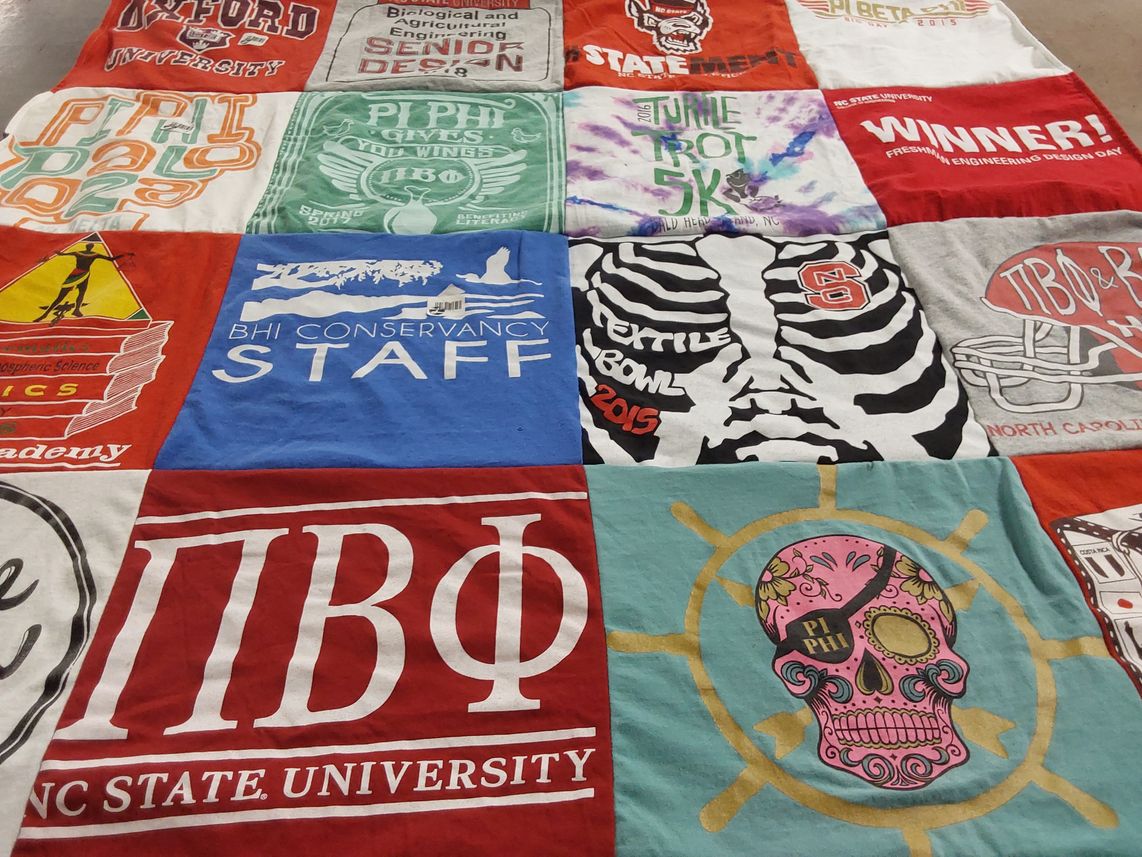 T-shirt quilt featuring nc state university, nc state by Jody from NC