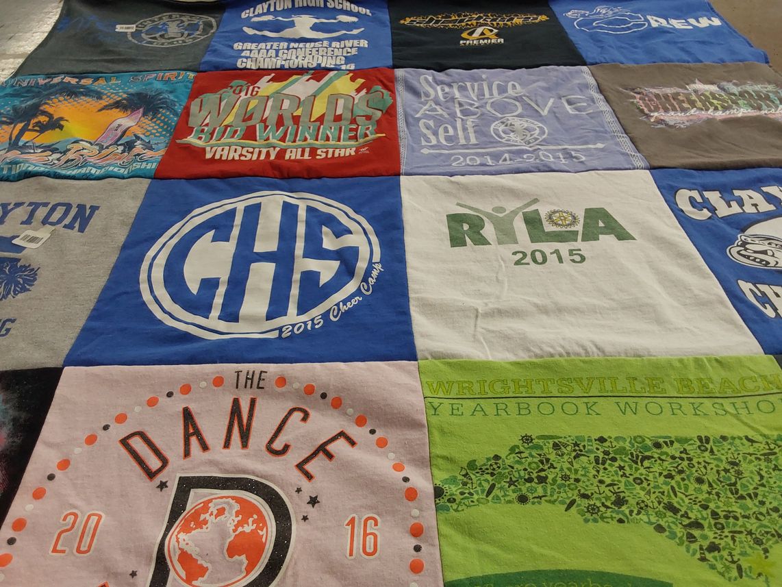 T-shirt quilt from clayton high school, clayton high school by Jody from NC