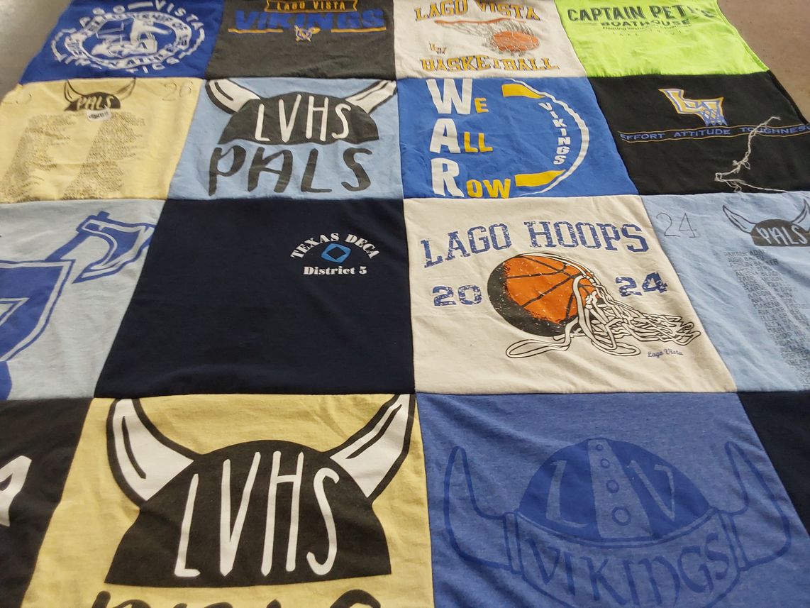 T-shirt quilt featuring lago vista vikings basketball by Amy from TX