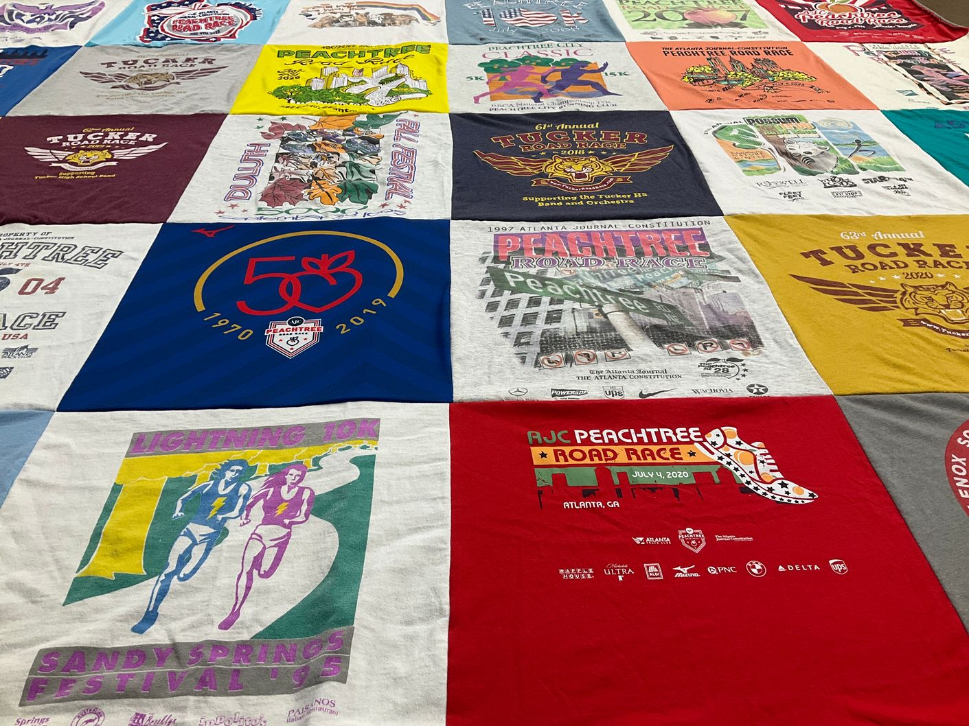 T-shirt quilt with running, sports themes by KAREN from GA