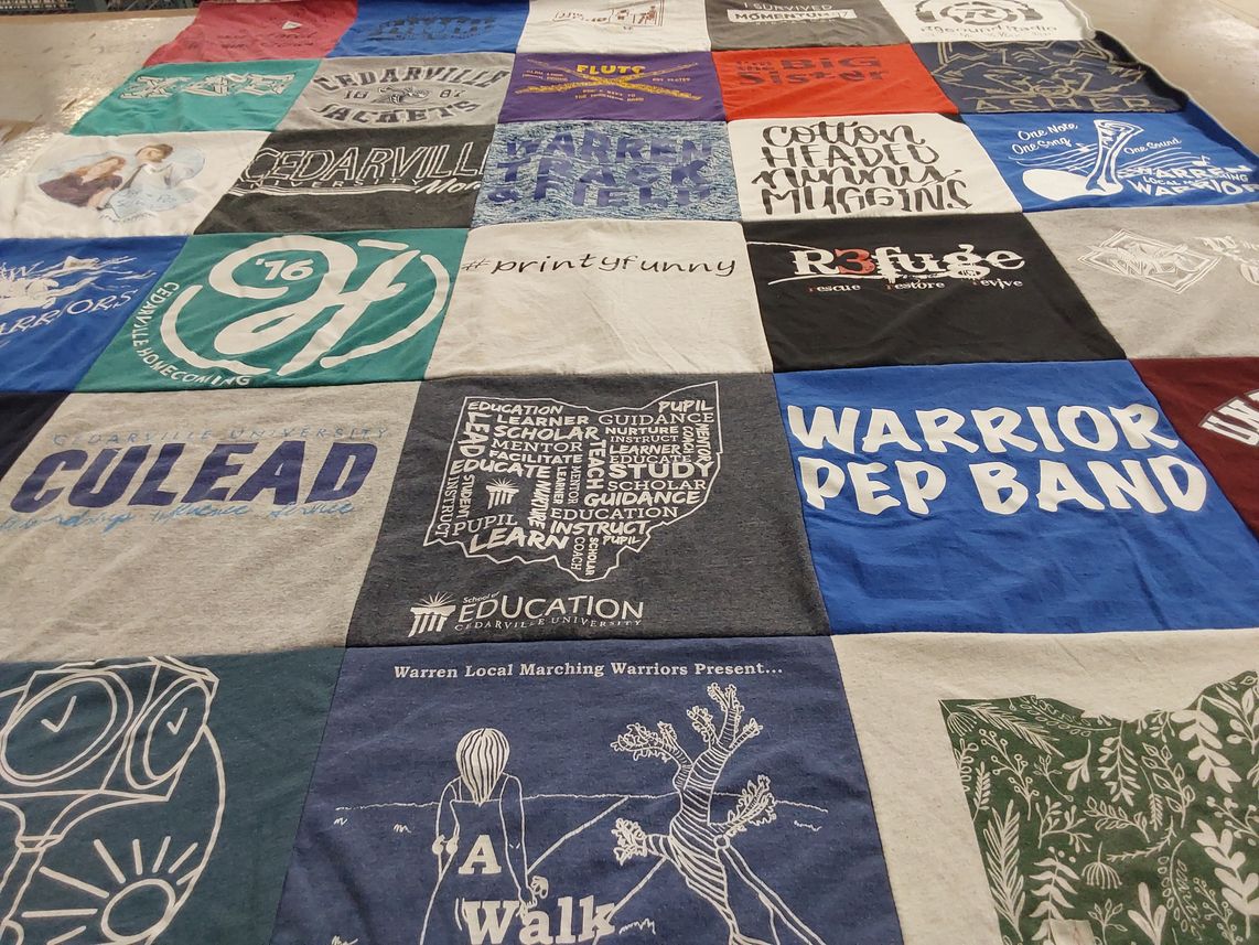 T-shirt quilt featuring warrior pep band by Tona from OH