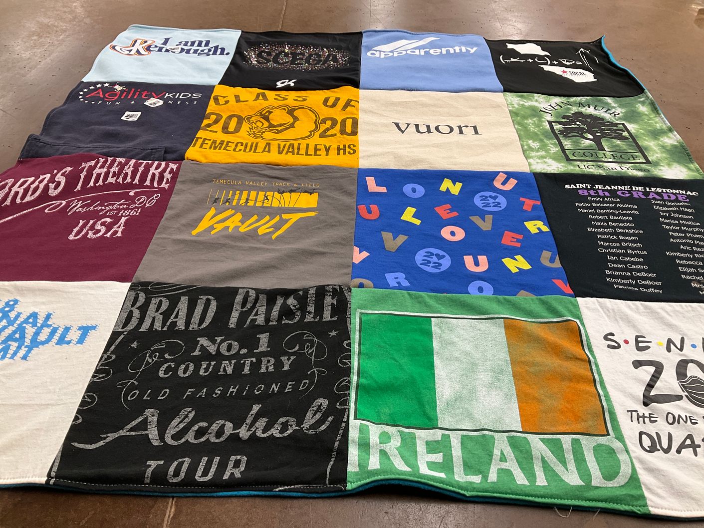 T-shirt quilt from temecula valley high school by mike from CA