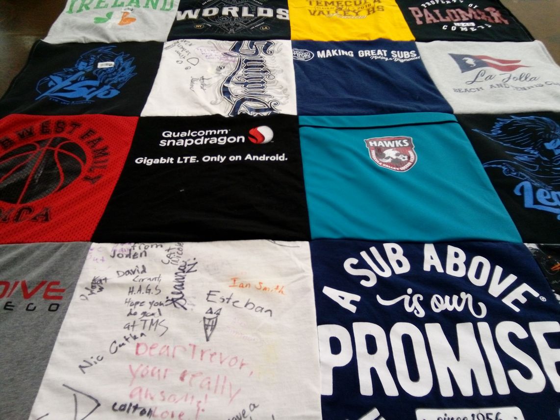 T-shirt quilt featuring hawks by mike from CA