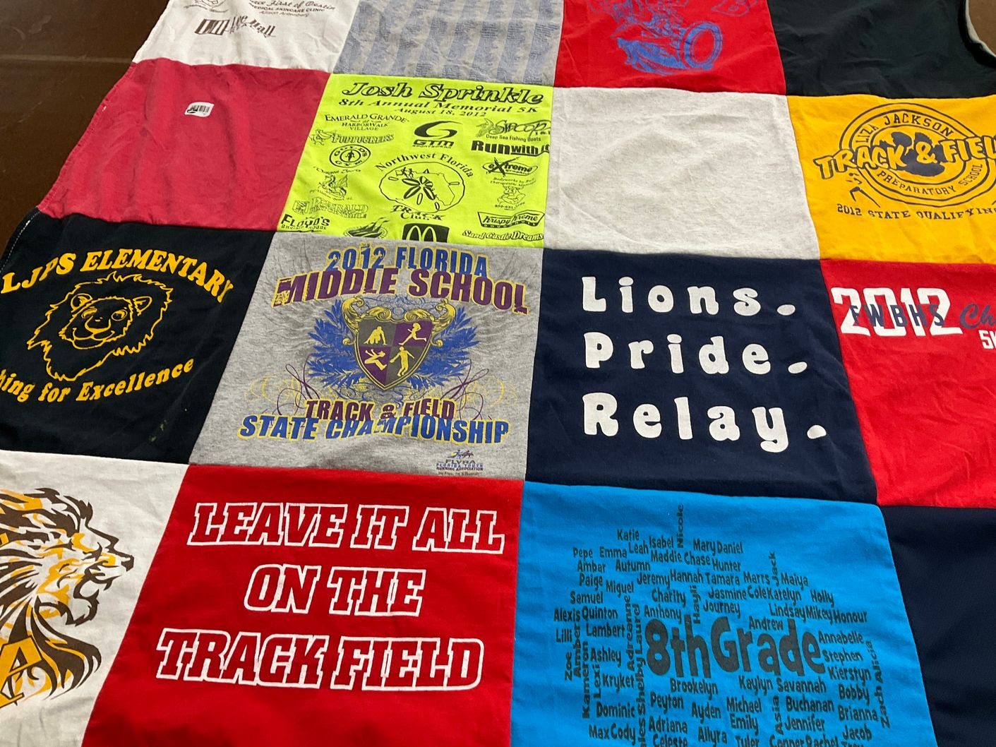 T-shirt quilt featuring hill jackson preparatory school track & field by Angela from FL