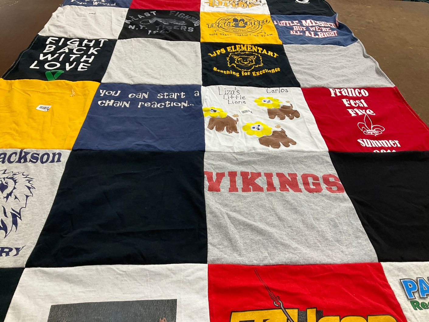 T-shirt quilt featuring jackson high school, vikings by Angela from FL