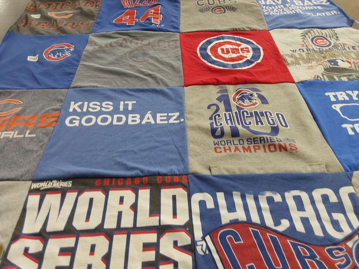 T-shirt quilt featuring chicago cubs by Lynda from KS