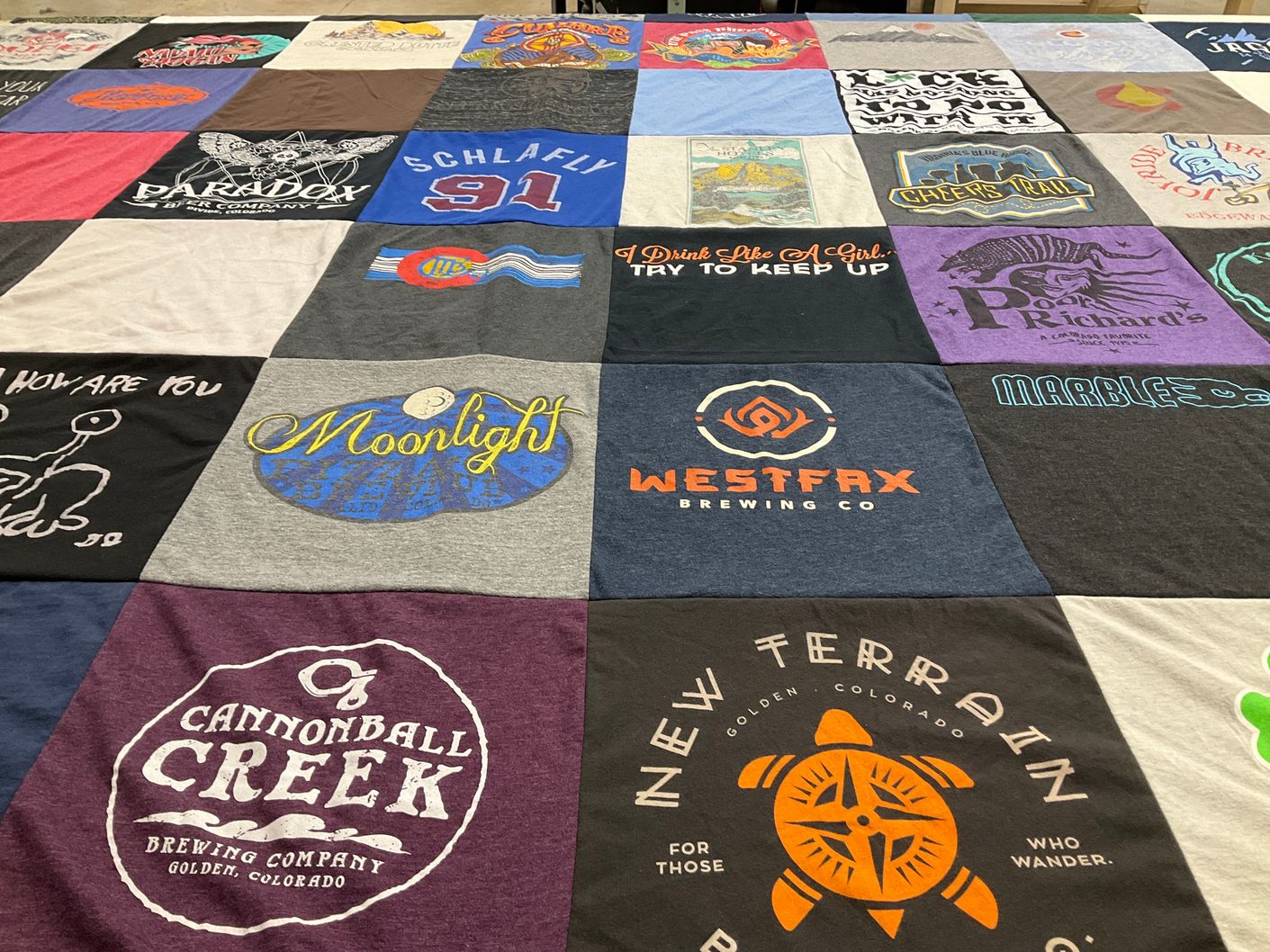 T-shirt quilt with brewing themes by Christina from OK