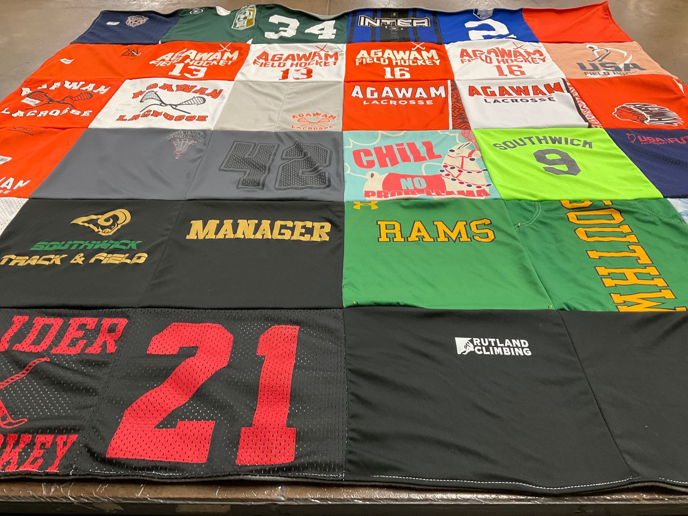 T-shirt quilt featuring agawam field hockey by Ali from VT