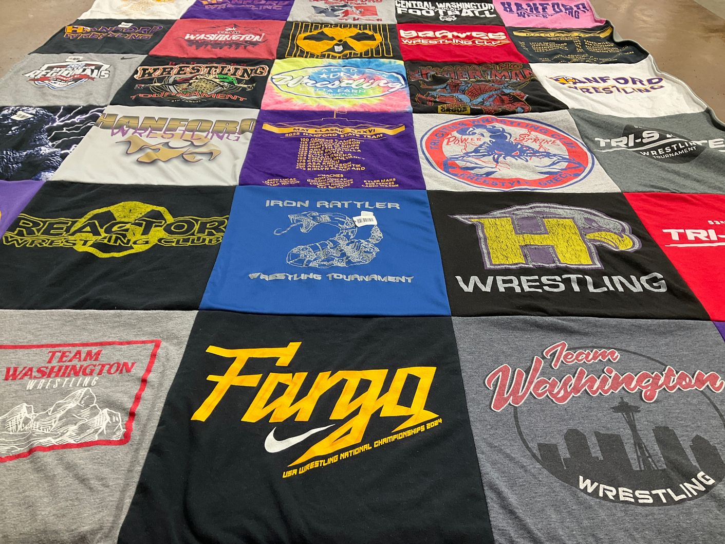 T-shirt quilt featuring team washington wrestling by Haley from WA
