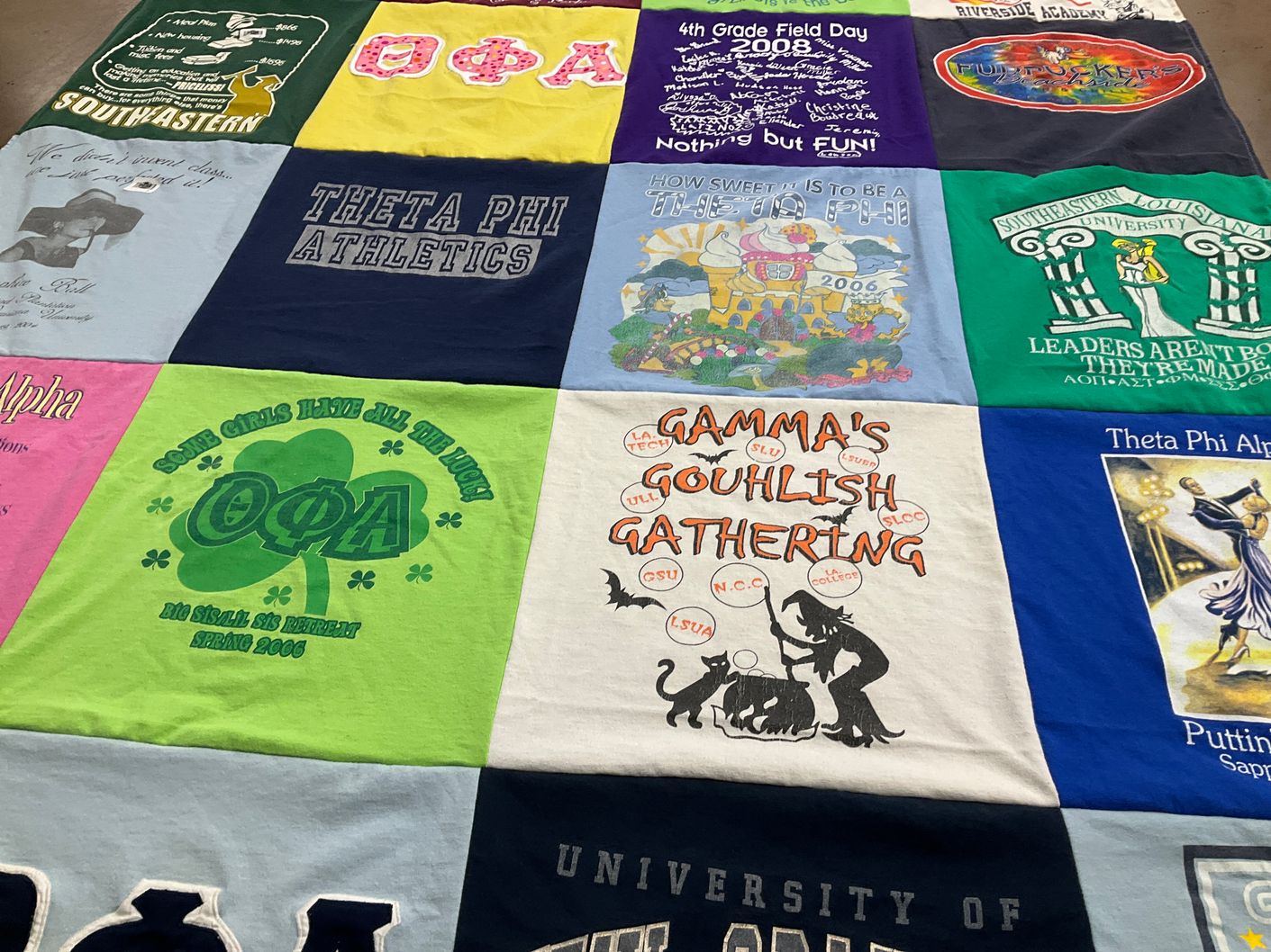 T-shirt quilt from southeastern louisiana university, riverside academy by Brenda from LA