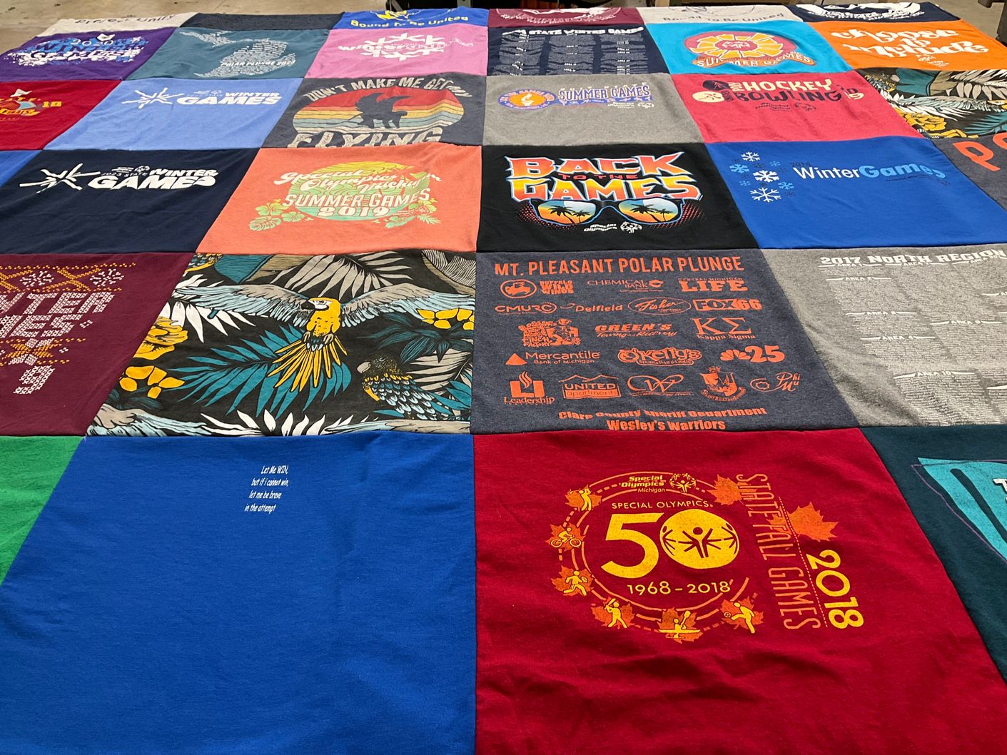 T-shirt quilt with sports, community events themes by Kristie from MI