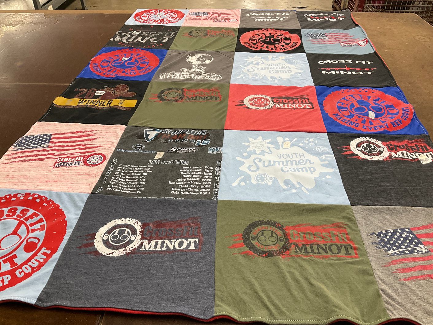 T-shirt quilt with fitness, crossfit themes by Anna from ND
