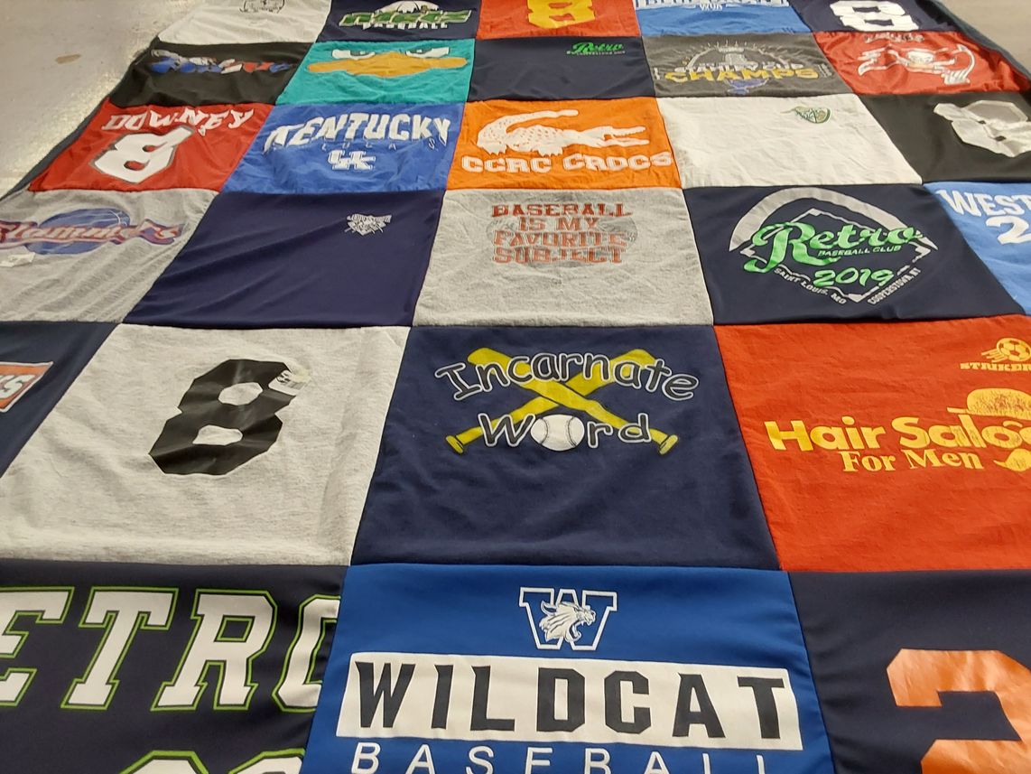 T-shirt quilt featuring wildcat baseball by Rob from MO