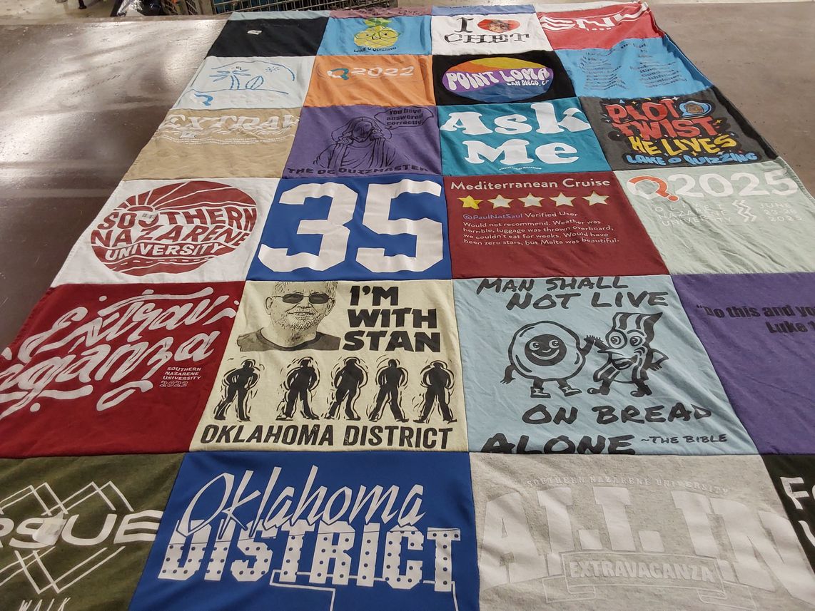 T-shirt quilt from southern nazarene university by Erin from OK