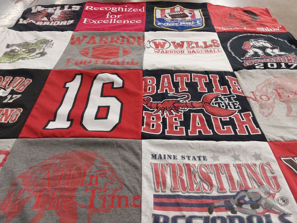 T-shirt quilt featuring wells warriors football by Elizabeth from ME