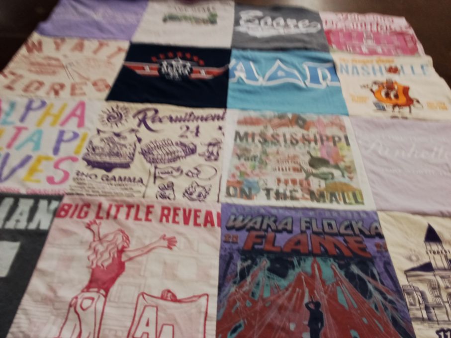 T-shirt quilt with sorority, fraternity themes by Alexandra from AR