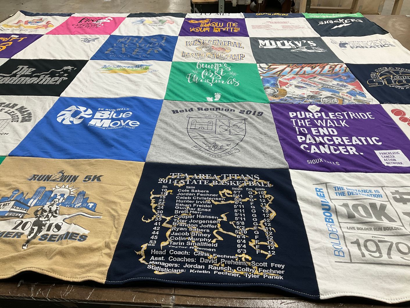 T-shirt quilt featuring tea area titans, shakers by Brittany from SD