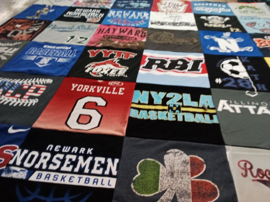 T-shirt quilt featuring newark norsemen basketball, yorkville basketball by Christine from IL