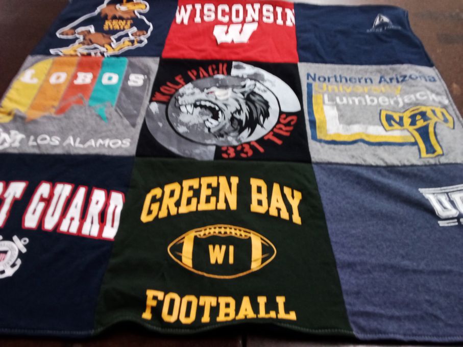 T-shirt quilt featuring green bay football, lobos by Jody from NM