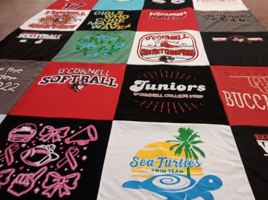 T-shirt quilt featuring buccaneers, o'connell softball by Katherine from TX