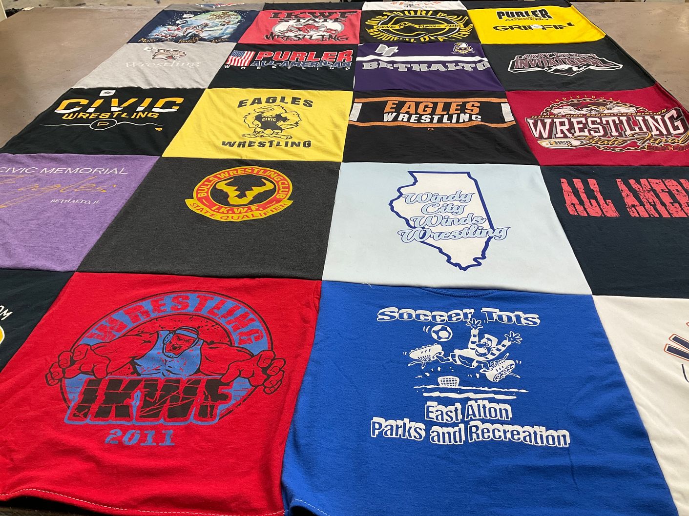 T-shirt quilt featuring civic wrestling, eagles wrestling by Ryan from IL
