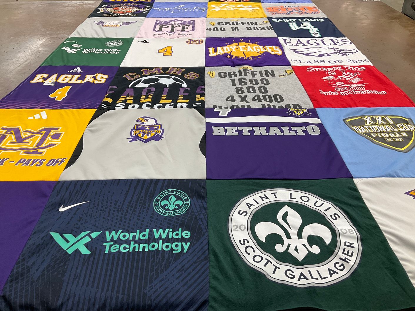 T-shirt quilt featuring lady eagles track and field, eagles soccer by Ryan from IL