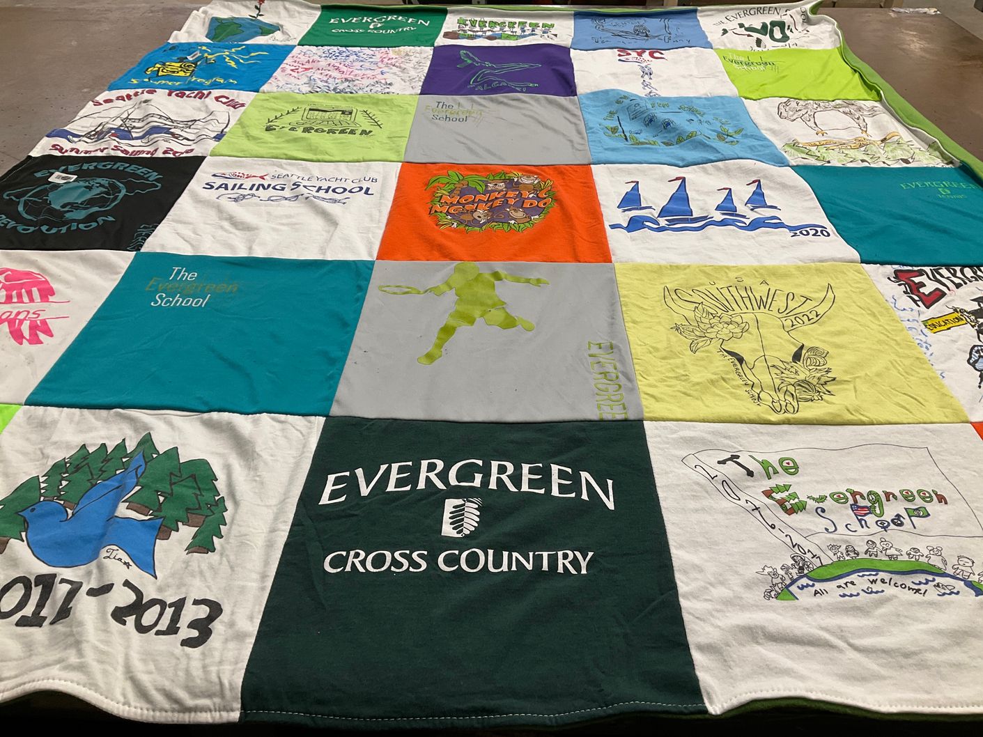 T-shirt quilt featuring evergreen cross country by Alicechandra from WA
