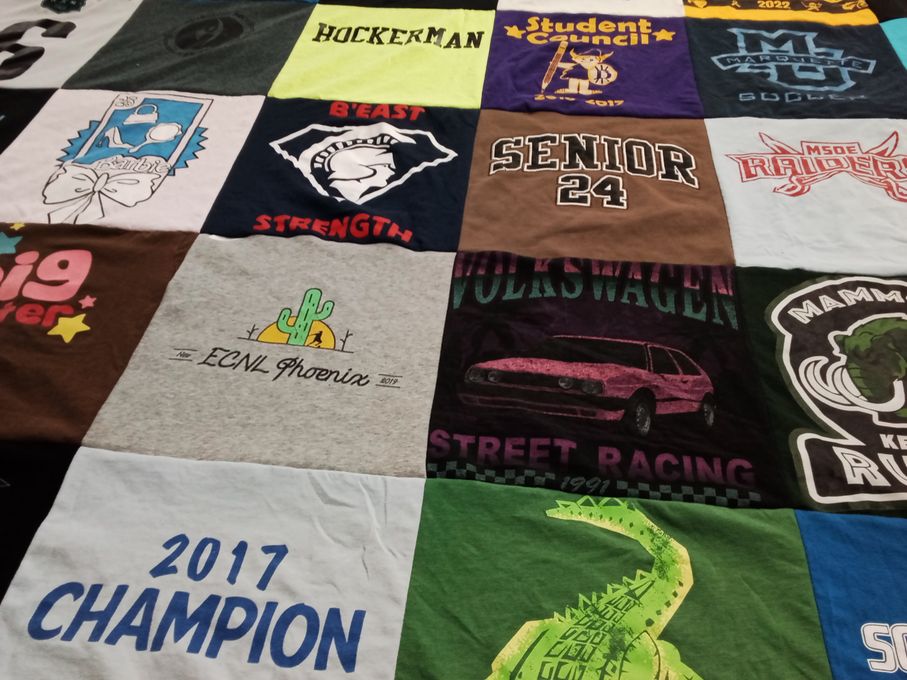 T-shirt quilt featuring ecnl phoenix, msoe raiders by Angelique from WI